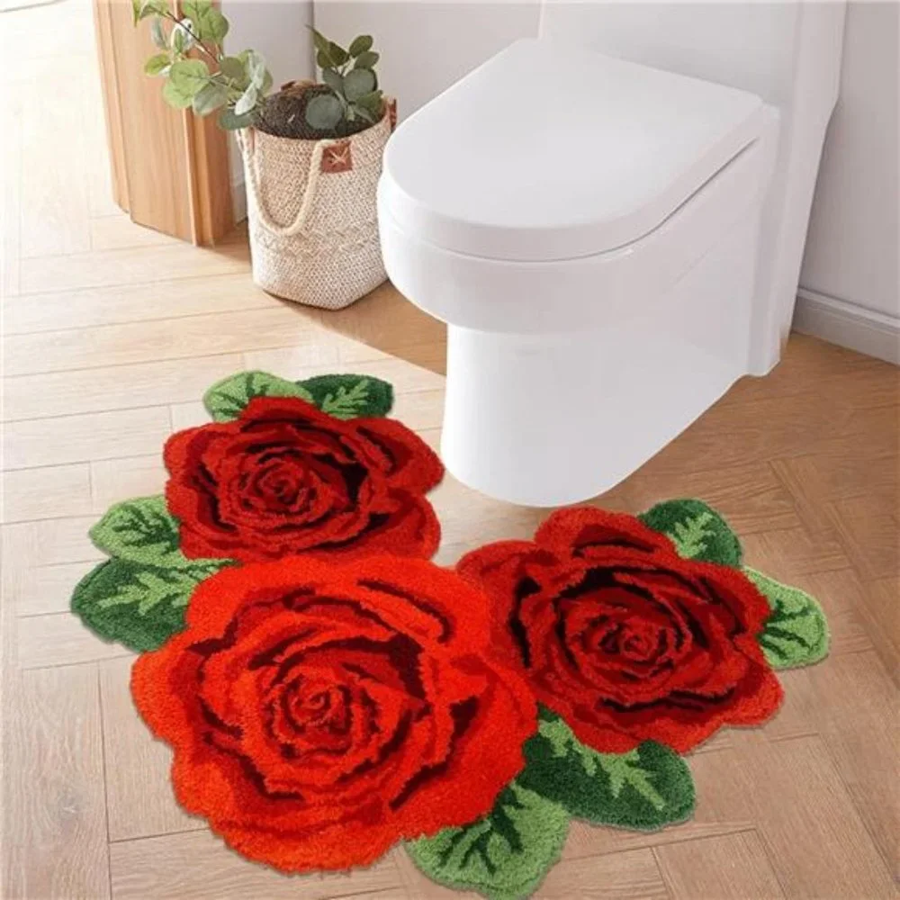Red Rose Toilet Rug 23.6